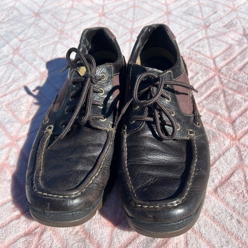 VTG Sperry Top-Sider Men 11.5M Leather Canvas Lace Up Casual Deck Shoes Brown